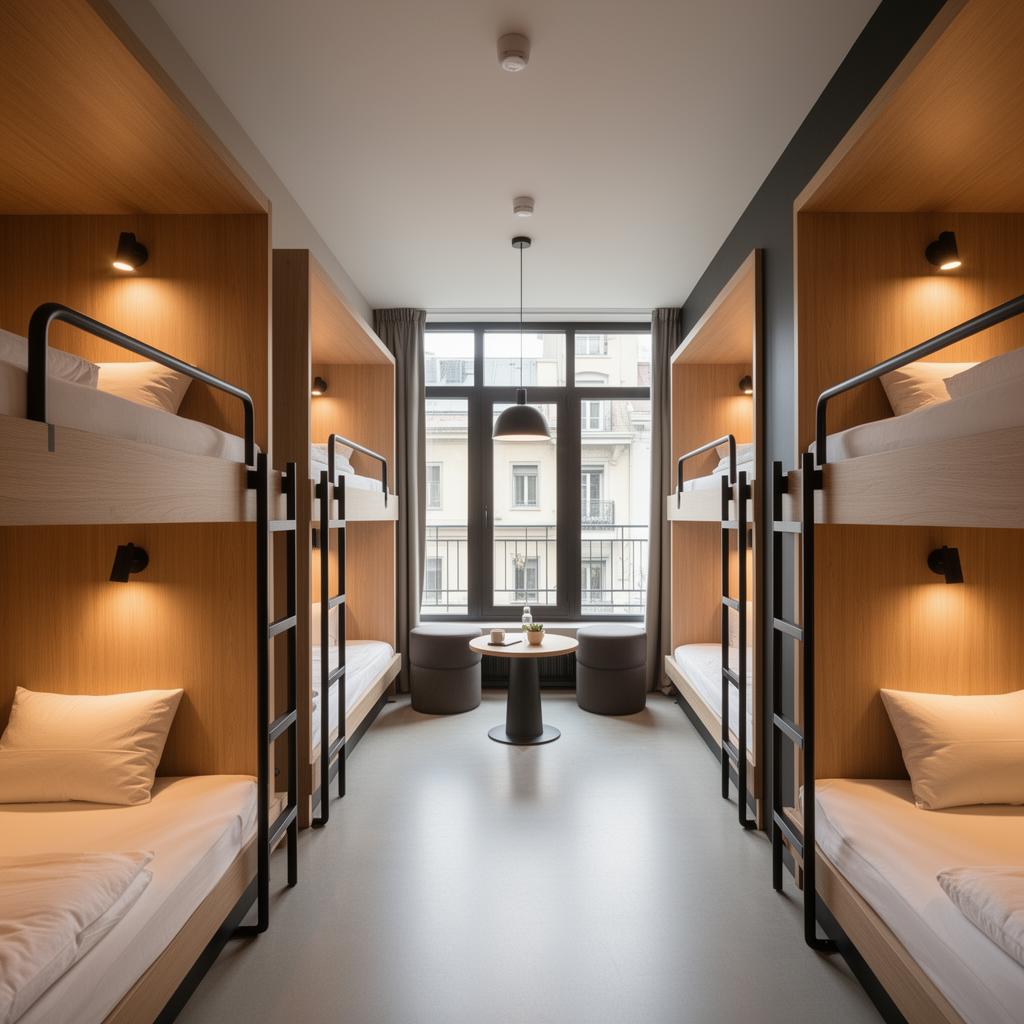 Modern, prémium hostel hálóterem